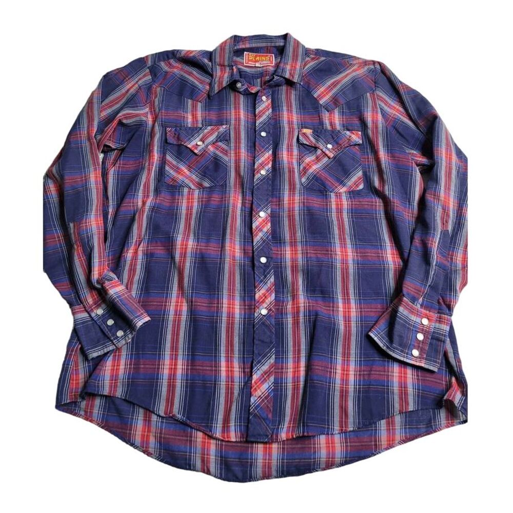 3342 Vintage Ely Plains LS Pearl Snap Men's 16 1/2‎ - 34